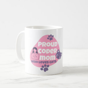CANECA DE CAFÉ MÃE CODIFICADORA ORGULHOSA QUE AMA GATOS - CAMISET