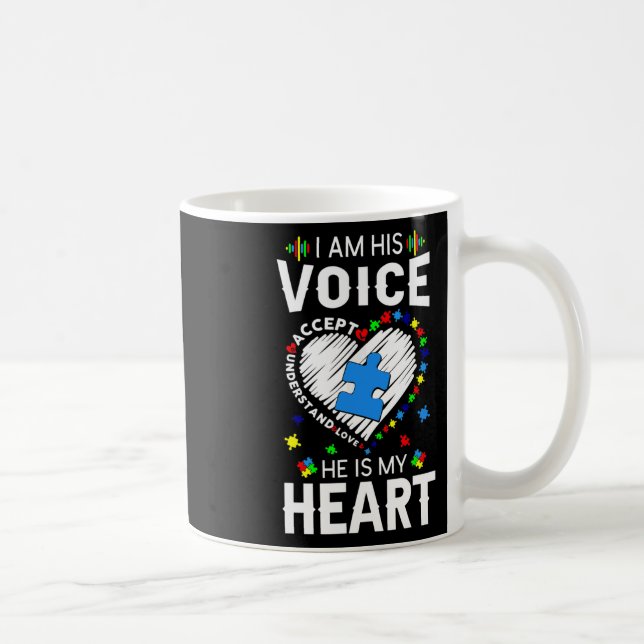 Caneca De Café Mãe Consciente do Autismo Eu Sou Sua Voz Ele É Meu (Direita)