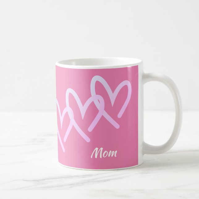 Caneca De Café Mãe Coração Rosa Triplo (Direita)