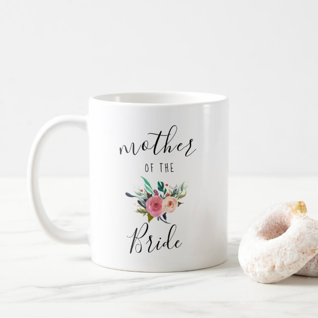 Caneca De Café Mãe da Bela Noiva Dente Boho Floral Chic (Com Donut)