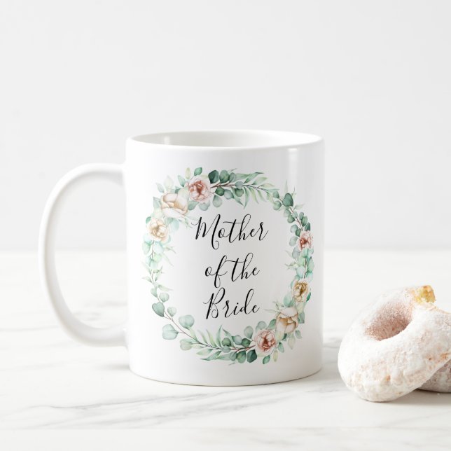 Caneca De Café mãe da noiva, a aquarela eucalyptus wreath (Com Donut)