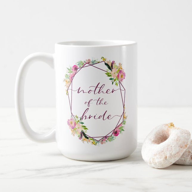 Caneca De Café Mãe da Noiva Blooming Chic Mint & Blush (Com Donut)