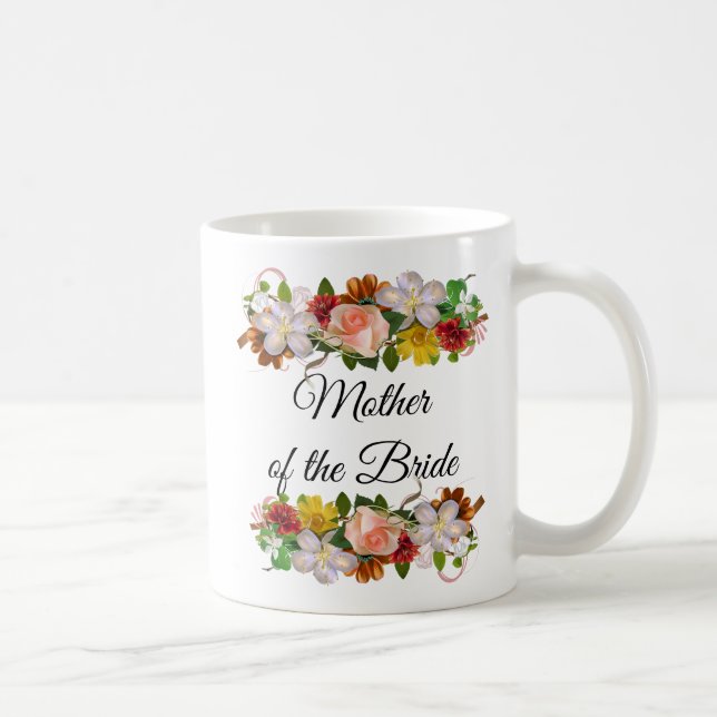 Caneca De Café Mãe da Noiva Floral Rose Bouquet Mug (Direita)
