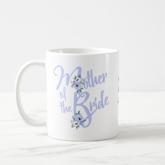 Caneca De Café Mãe da Noiva Letra Floral Casamento Personalizado (Esquerda)