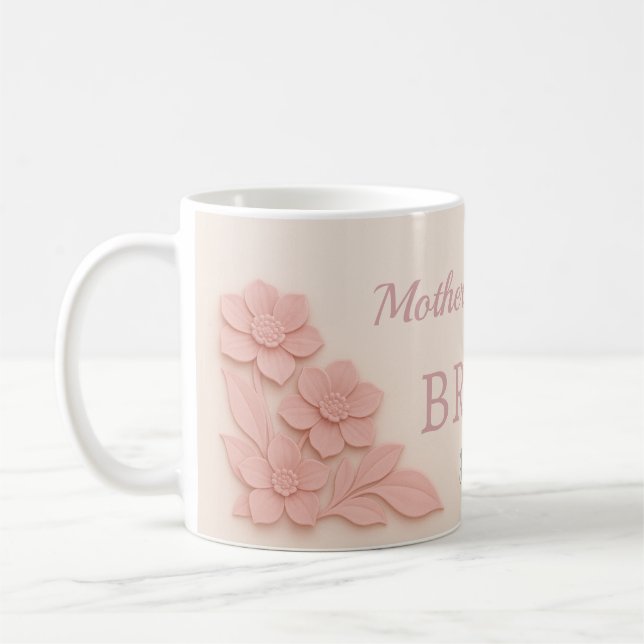 Caneca De Café Mãe da Noiva Rosa Floral (Esquerda)