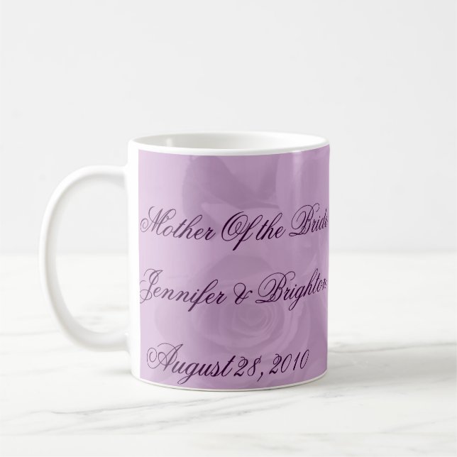 Caneca De Café Mãe da noiva - "rosas bonitos da lavanda " (Esquerda)