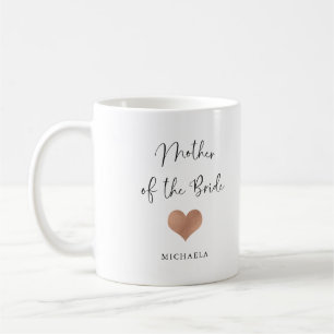 Caneca De Café Mãe da Noiva Script Moderno e Coração
