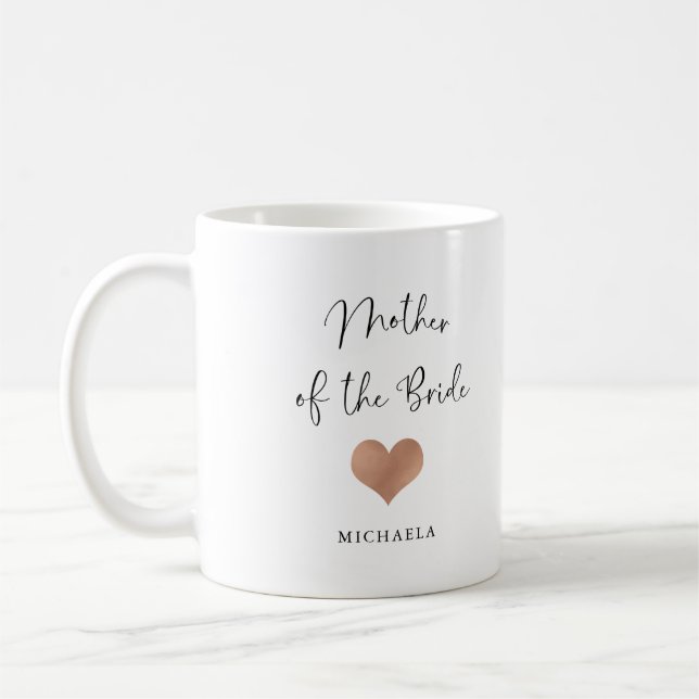 Caneca De Café Mãe da Noiva | Script Moderno e Coração (Esquerda)