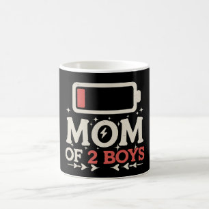 Caneca De Café Mãe de 2 Meninos Bateria Baixa Funny Dia das Mães