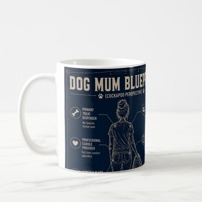 Caneca De Café Mãe de Cachorro Cockapoo Blueprint  (Esquerda)