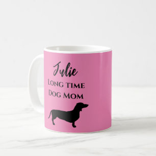 Caneca de Café Mãe de Cachorro Dachshund Rosa Engr