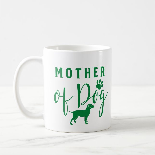 Caneca De Café Mãe de Cachorro, Design Verde-Mãe (Esquerda)