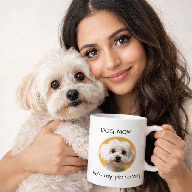 Caneca De Café Mãe de Cachorro Ele é Minha Personalidade Design F (Criador carregado)