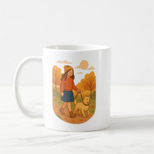 Caneca De Café Mãe de Cachorro Fofo Passeando o Filhote na Flores
