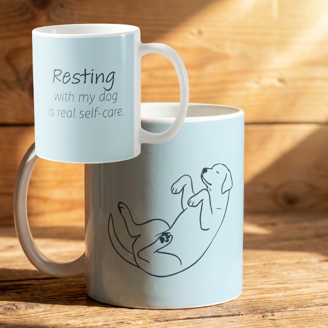 Caneca De Café Mãe de Cachorro Labrador Azul Gelo – Descansando c (Criador carregado)