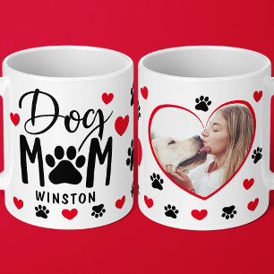 Caneca De Café Mãe de Cachorro Patas Coração Vermelho Foto Person