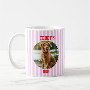 Caneca De Café Mãe de Cachorro Personalizada com Listras Azuis
