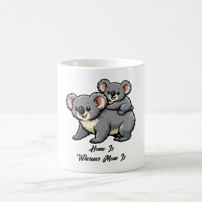 Caneca De Café Mãe de Coala Adorável e Filhote (Centro)