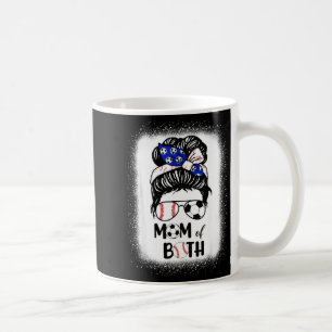 Caneca De Café Mãe de futebol de coque bagunçado mãe de beisebol
