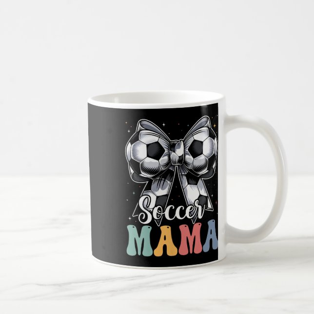 Caneca De Café Mãe de Futebol Retro Groovy Futebol Softbyll Mãe (Direita)