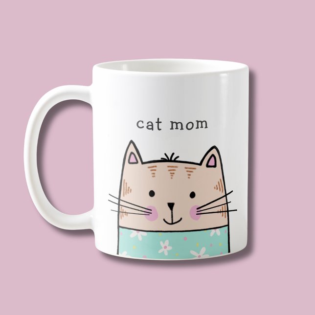 Caneca De Café Mãe de gato (Cat mom pet lover animal lover coffee mug)