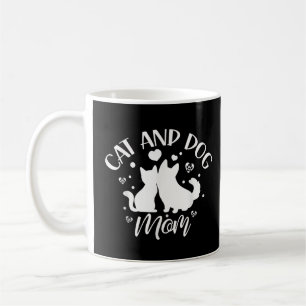 Caneca De Café Mãe de Gato e Cachorro Garota Amante de Cachorros