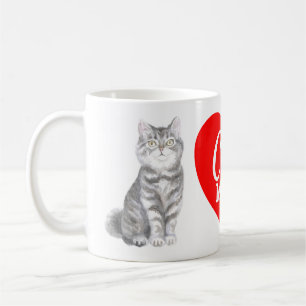 Caneca De Café Mãe de Gato Fofa Gato Tabby Cinza / Prata Amor Gat