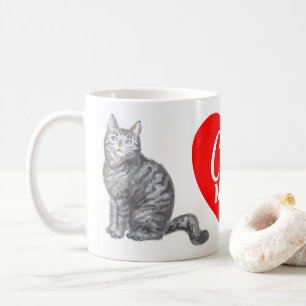 Caneca De Café Mãe de Gato Fofo Gato Tabby Cinza / Prata Amor Gat
