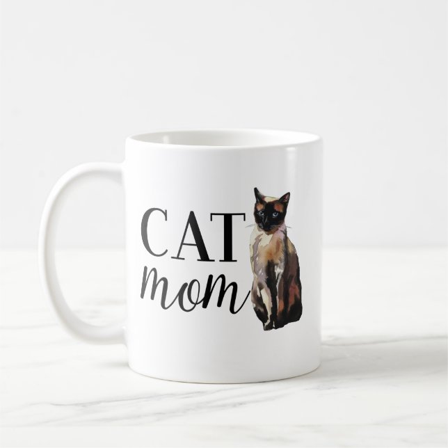 Caneca De Café Mãe de Gato Gato Siames (Esquerda)