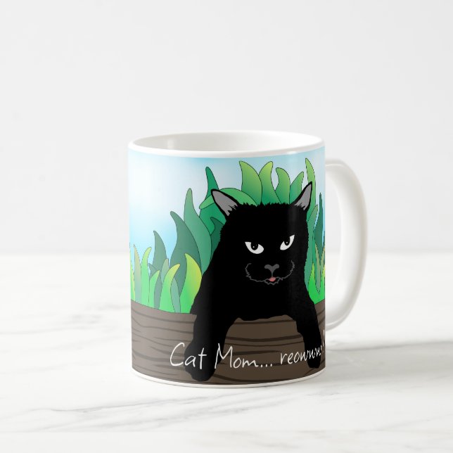 Caneca De Café Mãe de Gato Negro (Frente Esquerda)
