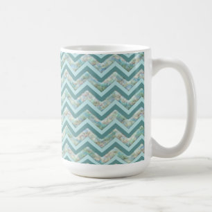 Caneca De Café Mãe de Pérola Teal ZigZag