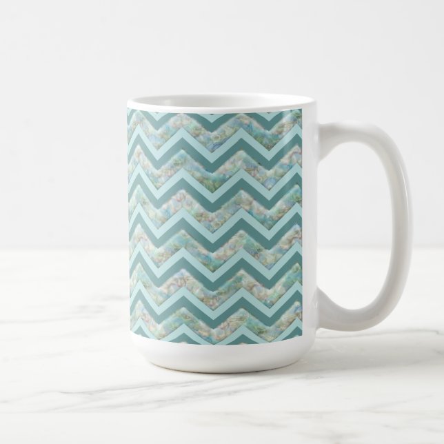 Caneca De Café Mãe de Pérola Teal ZigZag (Direita)