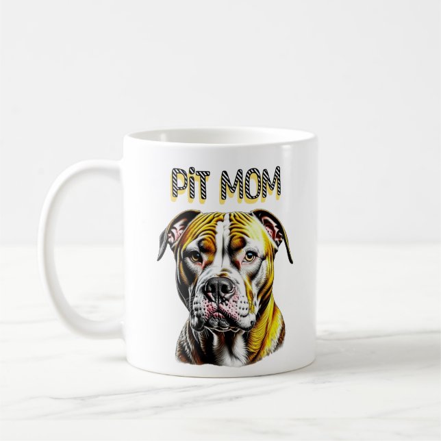 Caneca De Café Mãe de Pit Bull | Amantes de Cachorros  (Esquerda)