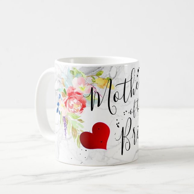 Caneca De Café Mãe de PixDezines da Noiva/Aquarela Floral (Frente Esquerda)