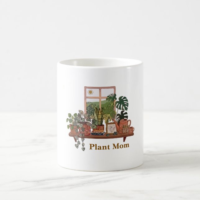 Caneca De Café Mãe de Planta Boho Jardim Interno Aquarela (Centro)