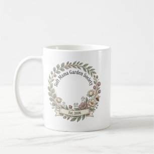 Caneca De Café Mãe de Planta Estética Coroa de Flores Aquarela