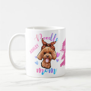 Caneca De Café Mãe de Poodle Aquarela Mãe de Cachorro