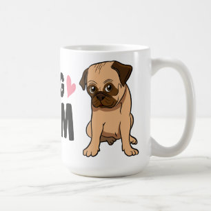 Caneca De Café Mãe de Pug Fofa Cartoon Cachorro Pugs