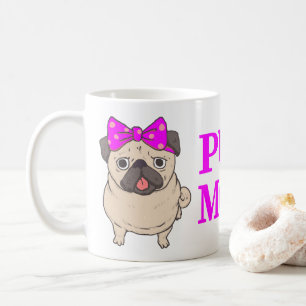 Caneca De Café Mãe de Pug Fofa Cartoon Cachorro Pugs