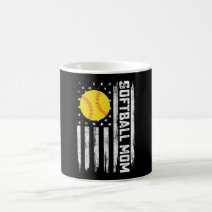 Caneca De Café Mãe de Softbol Bandeira Americana dos EUA Dia das