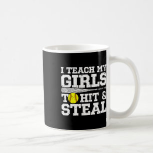 Caneca De Café Mãe de Softbol Engraçada Eu Ensino Minhas Meninas