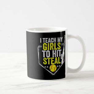 Caneca De Café Mãe de Softbol Engraçada Eu Ensino Minhas Meninas