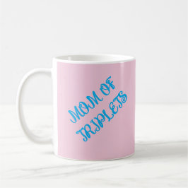 Caneca De Café Mãe De Tripletes, Rosa E Azul, Presente Motivacion