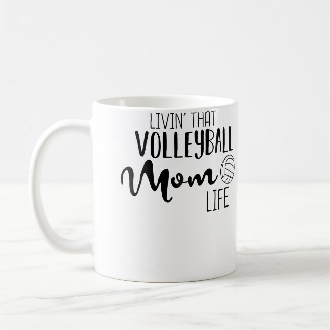 Caneca De Café Mãe de Volei Mãe de Volei Fofo Esportes Mãe Fã (Esquerda)