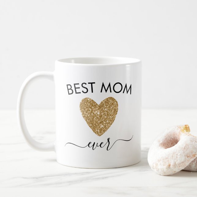 Caneca De Café Mãe Dia de as mães Presente A Melhor Mãe Dourada C (Com Donut)