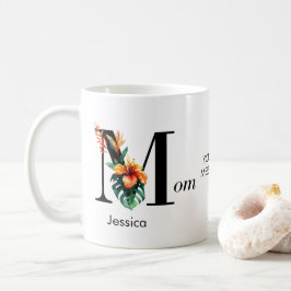 Caneca De Café Mãe do Monograma Botânico Personalizado