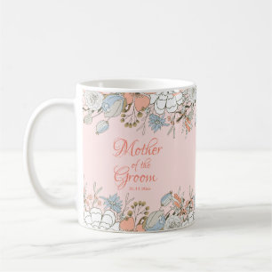 Caneca De Café Mãe do Noivo Rosa Floral Moderno Casamento