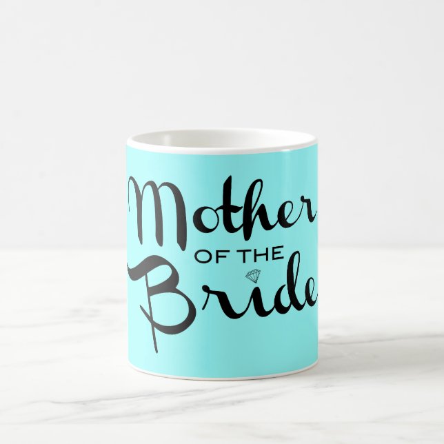Caneca De Café Mãe do Retro-Script Negro em Aqua (Centro)