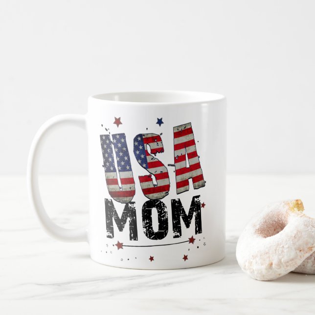 Caneca De Café Mãe dos EUA (Com Donut)