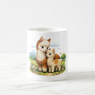 Caneca De Café Mãe e Bebê Alpaca Adoráveis